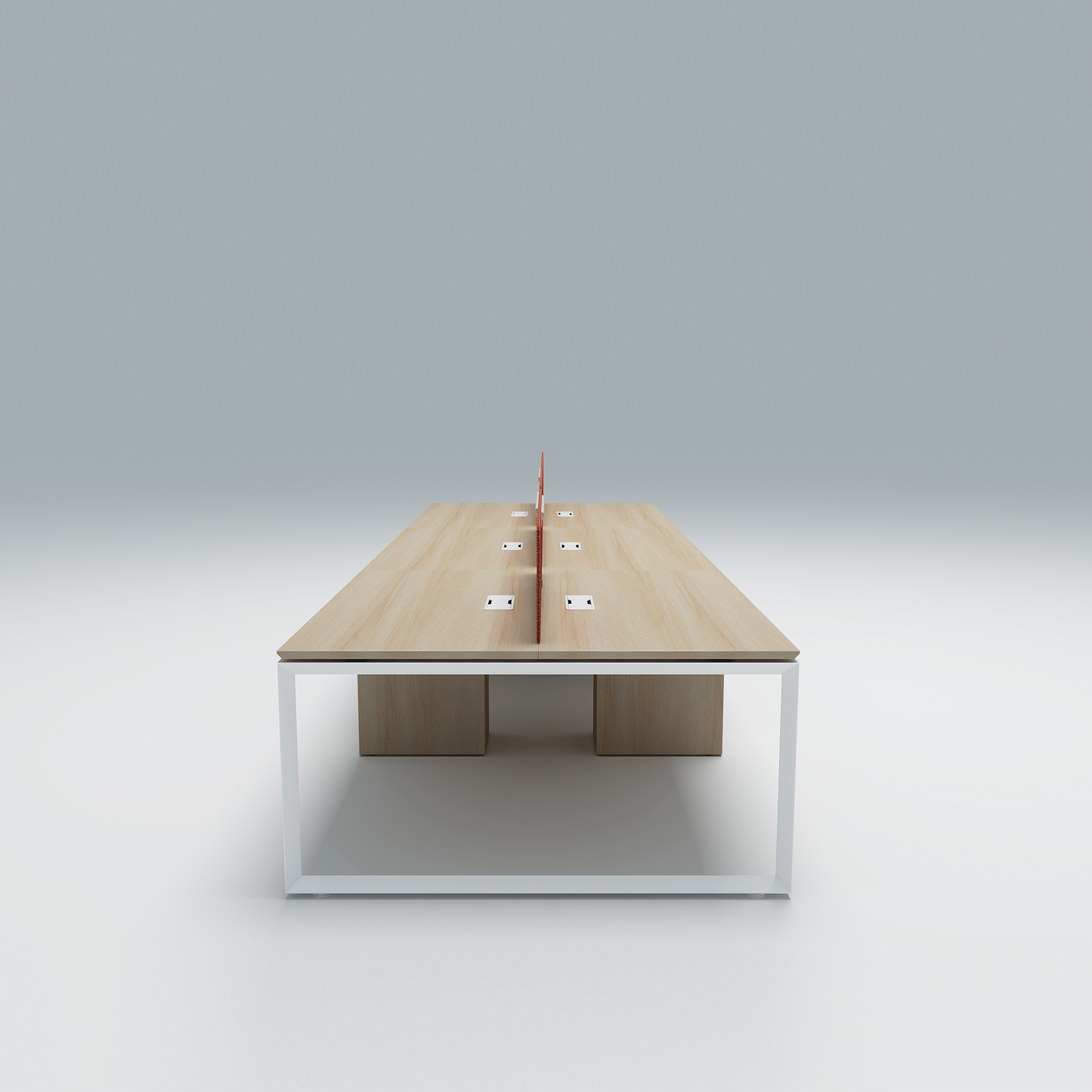 Face to face workstation with fixed pedestral for 6 people