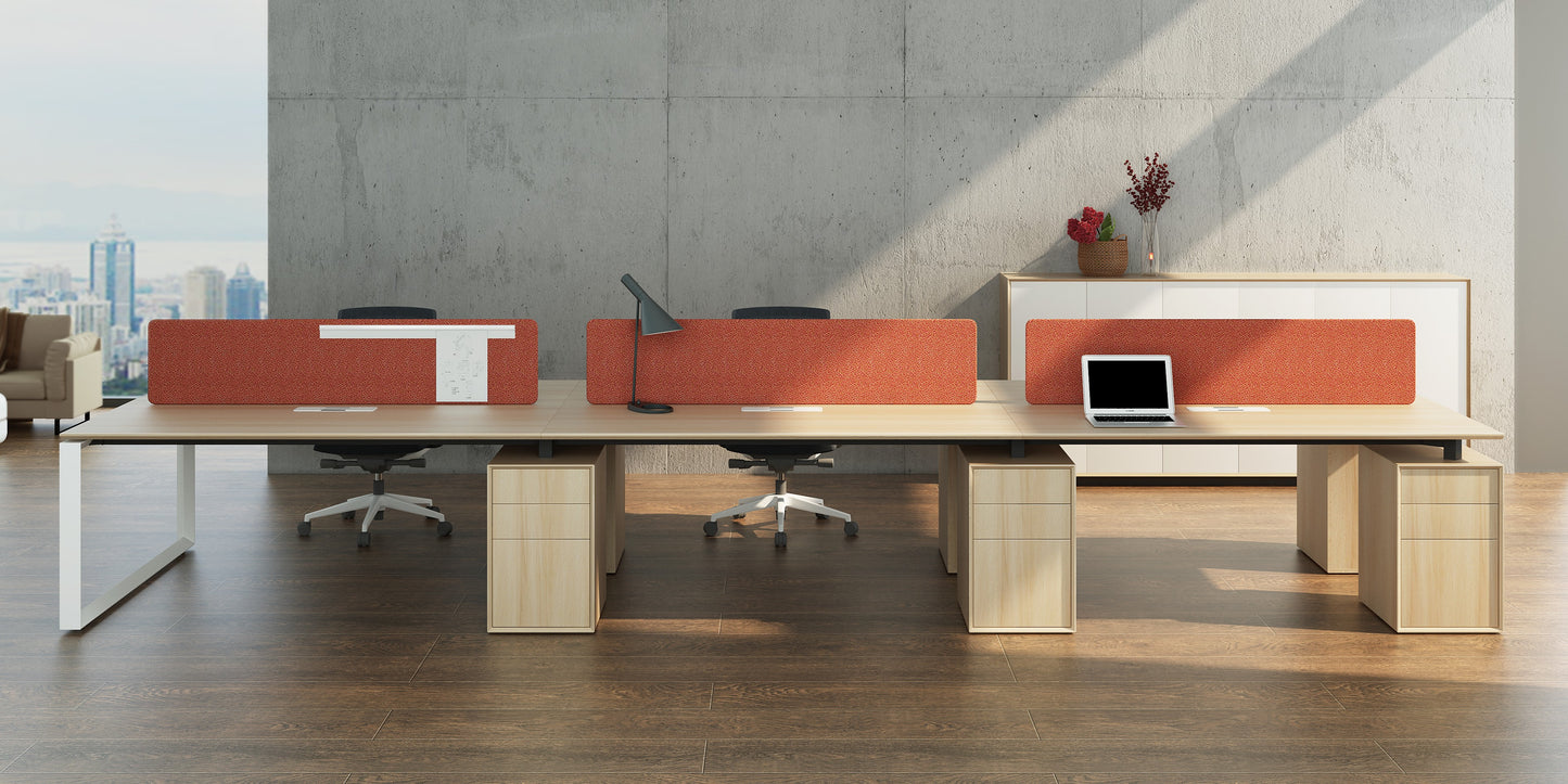 Face to face workstation with fixed pedestral for 6 people