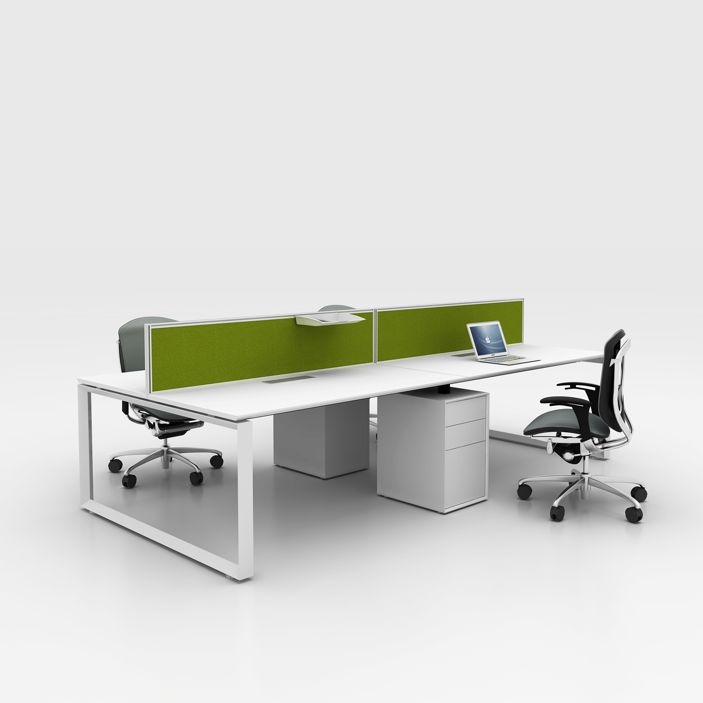 Face to face workstation with fixed pedestrals for 4 people