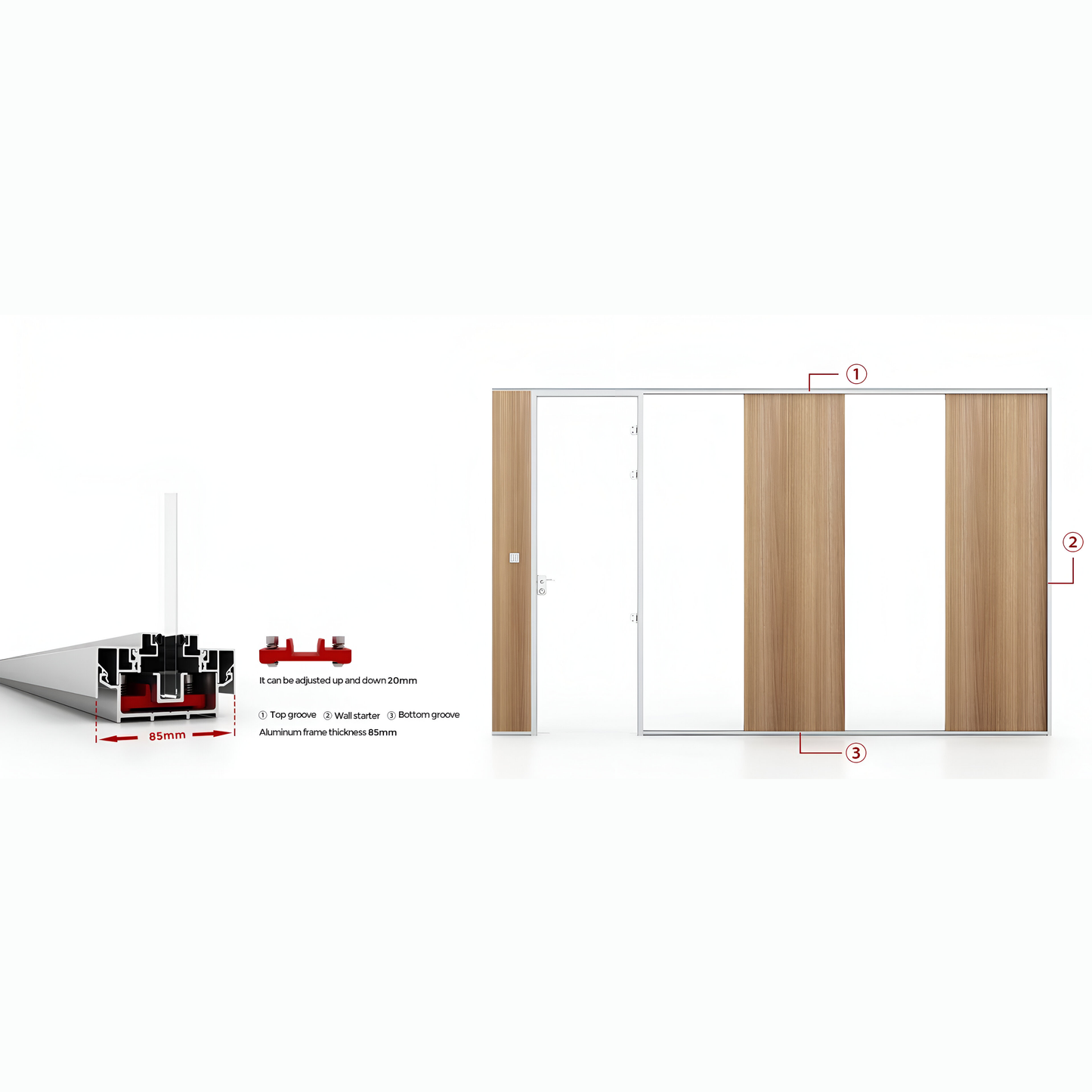 Single Frameless Glass Partition